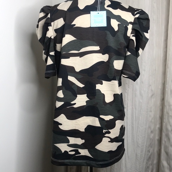 SOLD NWT Camo Puff Sleeve Terry Top M - Picture 7 of 11